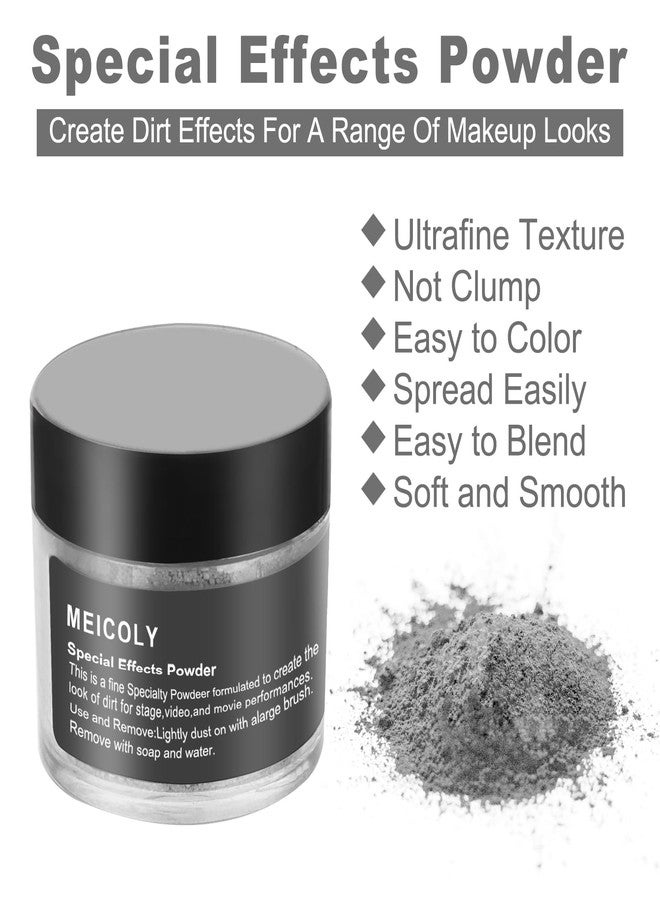 ميكولي بودرة تراب رمادية داكنة من ميكولي للمؤثرات الخاصة للهالوين، مكياج وجه تنكريّ رماديّ على شكل زومبي، بودرة تراب مزيفة فائقة النعومة للاستخدام على المسرح، وعروض الفيديو والأفلام (0.88 أونصة) - Image 3